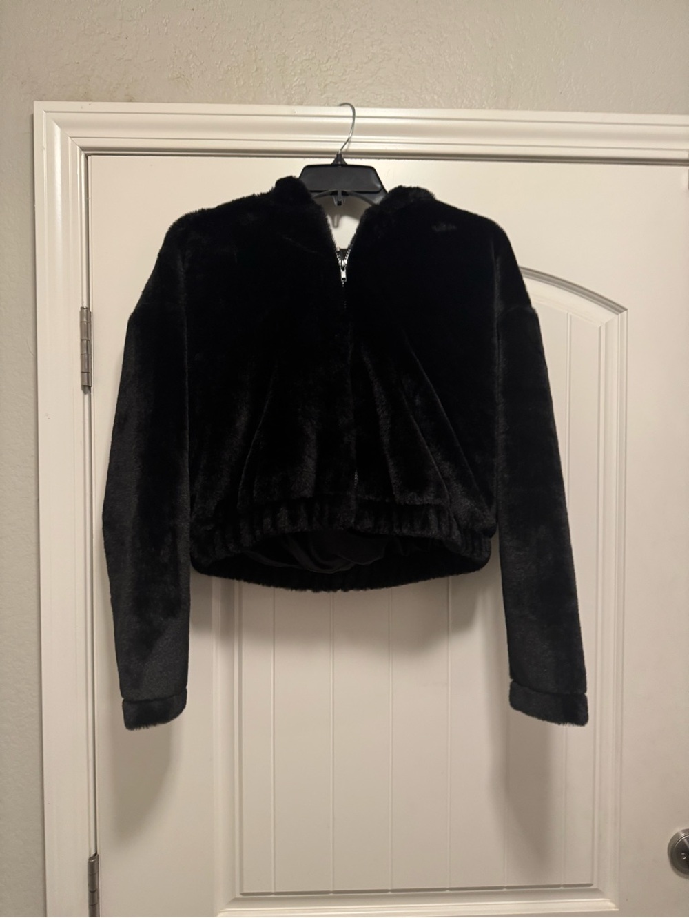 Stella Tweed Black Faux Fur Zip Jacket Womens